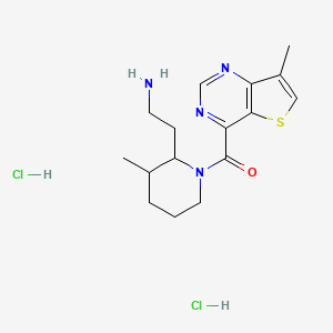 molecular formula C16H24Cl2N4OS B2810170 [2-(2-氨基乙基)-3-甲基哌啶-1-基]-(7-甲基噻吩[3,2-d]嘧啶-4-基)甲酮;二盐酸盐 CAS No. 2418659-48-8