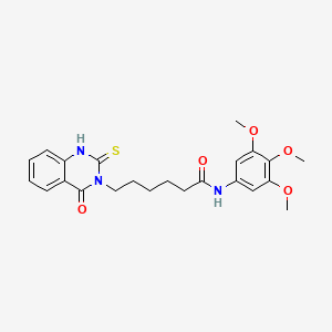 molecular formula C23H27N3O5S B2810172 6-(4-氧代-2-硫代甲酰基-1H-喹唑啉-3-基)-N-(3,4,5-三甲氧基苯基)己酰胺 CAS No. 443348-43-4