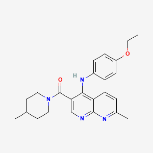 molecular formula C24H28N4O2 B2810177 (4-((4-Ethoxyphenyl)amino)-7-methyl-1,8-naphthyridin-3-yl)(4-methylpiperidin-1-yl)methanone CAS No. 1251624-42-6