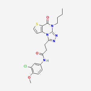 molecular formula C21H22ClN5O3S B2810179 3-(4-butyl-5-oxo-4,5-dihydrothieno[2,3-e][1,2,4]triazolo[4,3-a]pyrimidin-1-yl)-N-(3-chloro-4-methoxyphenyl)propanamide CAS No. 1185070-05-6