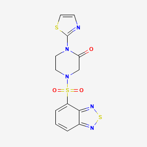 molecular formula C13H11N5O3S3 B2810181 4-(Benzo[c][1,2,5]thiadiazol-4-ylsulfonyl)-1-(thiazol-2-yl)piperazin-2-one CAS No. 2320543-81-3