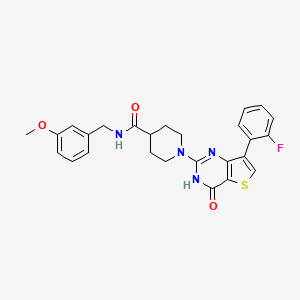 molecular formula C26H25FN4O3S B2810186 1-[7-(2-fluorophenyl)-4-oxo-3,4-dihydrothieno[3,2-d]pyrimidin-2-yl]-N-(3-methoxybenzyl)piperidine-4-carboxamide CAS No. 1242886-29-8