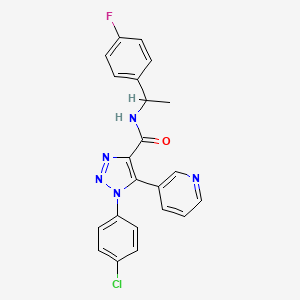 molecular formula C22H17ClFN5O B2810196 1-(4-chlorophenyl)-N-(1-(4-fluorophenyl)ethyl)-5-(pyridin-3-yl)-1H-1,2,3-triazole-4-carboxamide CAS No. 1326916-40-8