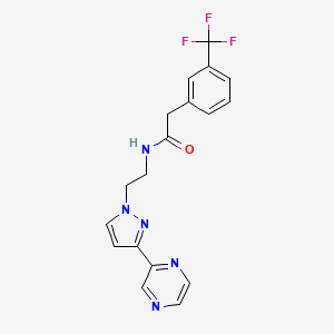 molecular formula C18H16F3N5O B2810204 N-(2-(3-(吡嗪-2-基)-1H-吡唑-1-基)乙基)-2-(3-(三氟甲基)苯基)乙酰胺 CAS No. 2034504-55-5