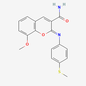molecular formula C18H16N2O3S B2810213 (2Z)-8-methoxy-2-{[4-(methylsulfanyl)phenyl]imino}-2H-chromene-3-carboxamide CAS No. 1327184-47-3