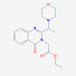 molecular formula C18H23N3O4 B2810220 乙酸2-[2-(1-吗啉基乙基)-4-氧代-3(4H)-喹唑啉基]乙酯 CAS No. 866010-12-0