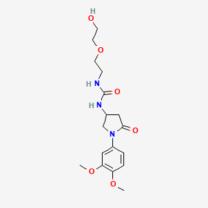 molecular formula C17H25N3O6 B2810223 1-[1-(3,4-Dimethoxyphenyl)-5-oxopyrrolidin-3-yl]-3-[2-(2-hydroxyethoxy)ethyl]urea CAS No. 877641-40-2