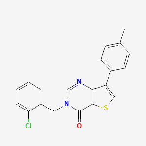 molecular formula C20H15ClN2OS B2810227 3-(2-chlorobenzyl)-7-(4-methylphenyl)thieno[3,2-d]pyrimidin-4(3H)-one CAS No. 1207031-62-6