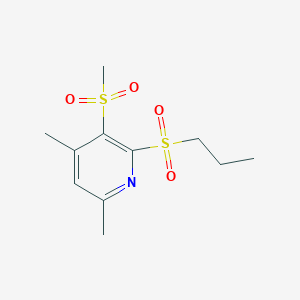 molecular formula C11H17NO4S2 B2810229 4,6-Dimethyl-3-(methylsulfonyl)-2-(propylsulfonyl)pyridine CAS No. 339016-90-9