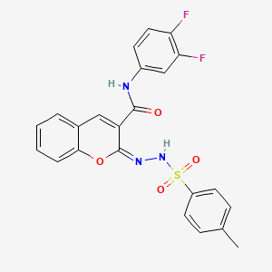 molecular formula C23H17F2N3O4S B2810235 (E)-N-(3,4-difluorophenyl)-2-(2-tosylhydrazono)-2H-chromene-3-carboxamide CAS No. 902298-34-4