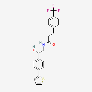 molecular formula C22H20F3NO2S B2810240 N-[2-Hydroxy-2-(4-thiophen-2-ylphenyl)ethyl]-3-[4-(trifluoromethyl)phenyl]propanamide CAS No. 2380185-49-7