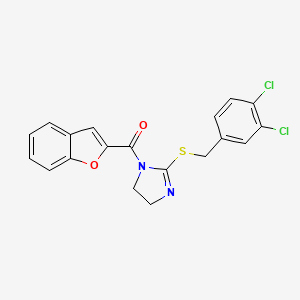 benzofuran-2-yl(2-((3,4-dichlorobenzyl)thio)-4,5-dihydro-1H-imidazol-1-yl)methanone