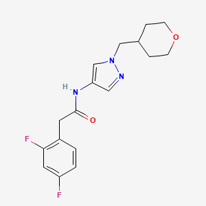 molecular formula C17H19F2N3O2 B2810255 2-(2,4-二氟苯基)-N-(1-((四氢-2H-吡喃-4-基)甲基)-1H-嘧啶-4-基)乙酰胺 CAS No. 1705842-85-8