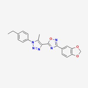molecular formula C20H17N5O3 B2810266 3-(1,3-benzodioxol-5-yl)-5-[1-(4-ethylphenyl)-5-methyl-1H-1,2,3-triazol-4-yl]-1,2,4-oxadiazole CAS No. 951577-10-9