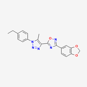 molecular formula C20H17N5O3 B2810266 3-(2H-1,3-benzodioxol-5-yl)-5-[1-(4-ethylphenyl)-5-methyl-1H-1,2,3-triazol-4-yl]-1,2,4-oxadiazole CAS No. 951577-10-9