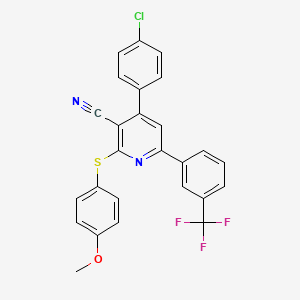 4-(4-Chlorophenyl)-2-[(4-methoxyphenyl)sulfanyl]-6-[3-(trifluoromethyl)phenyl]nicotinonitrile