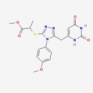 methyl 2-((5-((2,6-dioxo-1,2,3,6-tetrahydropyrimidin-4-yl)methyl)-4-(4-methoxyphenyl)-4H-1,2,4-triazol-3-yl)thio)propanoate