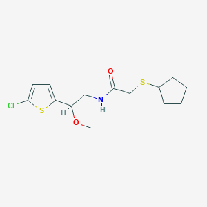 molecular formula C14H20ClNO2S2 B2810285 N-(2-(5-chlorothiophen-2-yl)-2-methoxyethyl)-2-(cyclopentylthio)acetamide CAS No. 2034412-05-8