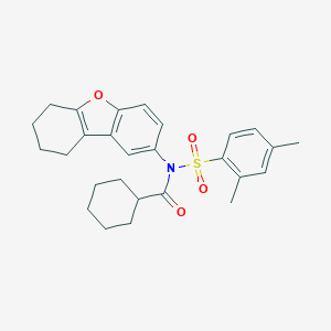 molecular formula C27H31NO4S B281029 N-[(2,4-dimethylphenyl)sulfonyl]-N-6,7,8,9-tetrahydrodibenzo[b,d]furan-2-ylcyclohexanecarboxamide 