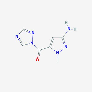 molecular formula C7H8N6O B2810292 1-methyl-5-(1H-1,2,4-triazol-1-ylcarbonyl)-1H-pyrazol-3-amine CAS No. 1856091-48-9