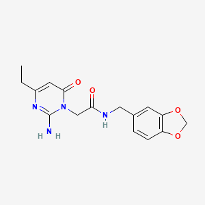 molecular formula C16H18N4O4 B2810301 2-(2-amino-4-ethyl-6-oxopyrimidin-1(6H)-yl)-N-(1,3-benzodioxol-5-ylmethyl)acetamide CAS No. 1251553-51-1