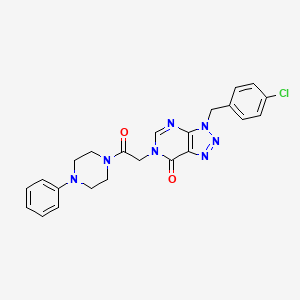 molecular formula C23H22ClN7O2 B2810306 3-(4-chlorobenzyl)-6-(2-oxo-2-(4-phenylpiperazin-1-yl)ethyl)-3H-[1,2,3]triazolo[4,5-d]pyrimidin-7(6H)-one CAS No. 863018-52-4