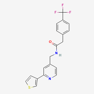molecular formula C19H15F3N2OS B2810309 N-((2-(thiophen-3-yl)pyridin-4-yl)methyl)-2-(4-(trifluoromethyl)phenyl)acetamide CAS No. 2034581-53-6