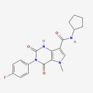 molecular formula C19H19FN4O3 B2810318 N-cyclopentyl-3-(4-fluorophenyl)-5-methyl-2,4-dioxo-2,3,4,5-tetrahydro-1H-pyrrolo[3,2-d]pyrimidine-7-carboxamide CAS No. 923246-24-6