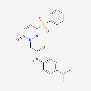 molecular formula C21H21N3O4S B2810325 N-(4-异丙基苯基)-2-(6-氧代-3-(苯基磺酰)吡嘌啶-1(6H)-基)乙酰胺 CAS No. 1185102-96-8
