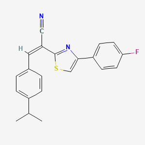 molecular formula C21H17FN2S B2810327 (Z)-2-(4-(4-fluorophenyl)thiazol-2-yl)-3-(4-isopropylphenyl)acrylonitrile CAS No. 476672-35-2