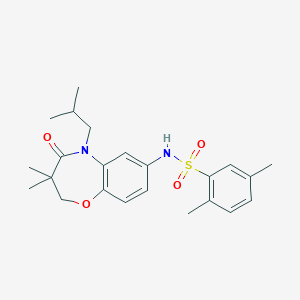 molecular formula C23H30N2O4S B2810328 N-(5-异丁基-3,3-二甲基-4-氧代-2,3,4,5-四氢苯并[b][1,4]噁杂环庚-7-基)-2,5-二甲基苯磺酰胺 CAS No. 922132-96-5