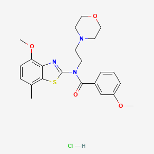 molecular formula C23H28ClN3O4S B2810332 3-methoxy-N-(4-methoxy-7-methylbenzo[d]thiazol-2-yl)-N-(2-morpholinoethyl)benzamide hydrochloride CAS No. 1330302-57-2