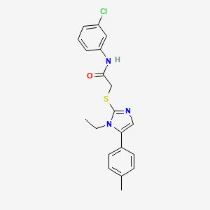 molecular formula C20H20ClN3OS B2810336 N-(3-氯苯基)-2-((1-乙基-5-(对甲苯基)-1H-咪唑-2-基)硫)乙酰胺 CAS No. 1207045-66-6