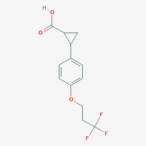 molecular formula C13H13F3O3 B2810337 2-[4-(3,3,3-Trifluoropropoxy)phenyl]cyclopropane-1-carboxylic acid CAS No. 1883717-27-8