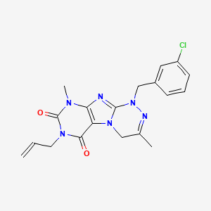 molecular formula C19H19ClN6O2 B2810338 1-[(3-chlorophenyl)methyl]-3,9-dimethyl-7-prop-2-enyl-4H-purino[8,7-c][1,2,4]triazine-6,8-dione CAS No. 919026-03-2