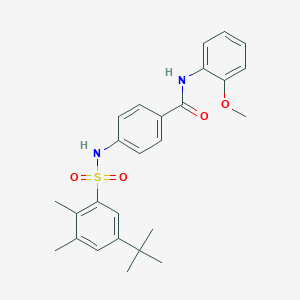 molecular formula C26H30N2O4S B281034 4-{[(5-tert-butyl-2,3-dimethylphenyl)sulfonyl]amino}-N-(2-methoxyphenyl)benzamide 