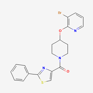 molecular formula C20H18BrN3O2S B2810344 (4-((3-Bromopyridin-2-yl)oxy)piperidin-1-yl)(2-phenylthiazol-4-yl)methanone CAS No. 1448059-92-4