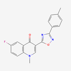 molecular formula C19H14FN3O2 B2810346 6-fluoro-1-methyl-3-(3-(p-tolyl)-1,2,4-oxadiazol-5-yl)quinolin-4(1H)-one CAS No. 1260744-06-6
