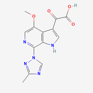 molecular formula C13H11N5O4 B2810349 2-(4-methoxy-7-(3-methyl-1H-1,2,4-triazol-1-yl)-1H-pyrrolo[2,3-c]pyridin-3-yl)-2-oxoacetic acid CAS No. 676491-47-7