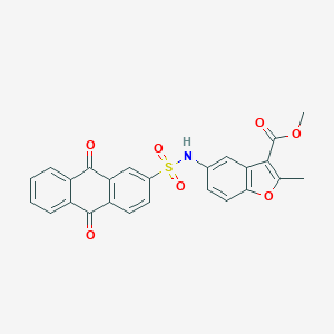 molecular formula C25H17NO7S B281035 Methyl 5-{[(9,10-dioxo-9,10-dihydroanthracen-2-yl)sulfonyl]amino}-2-methyl-1-benzofuran-3-carboxylate 