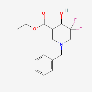molecular formula C15H19F2NO3 B2810351 乙酸苯甲酯 1-苄基-5,5-二氟-4-羟基哌啶-3-羧酸乙酯 CAS No. 1356339-08-6