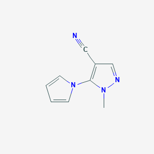molecular formula C9H8N4 B2810360 1-methyl-5-(1H-pyrrol-1-yl)-1H-pyrazole-4-carbonitrile CAS No. 146885-48-5