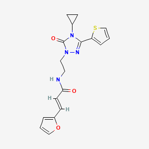 (E)-N-[2-(4-Cyclopropyl-5-oxo-3-thiophen-2-yl-1,2,4-triazol-1-yl)ethyl]-3-(furan-2-yl)prop-2-enamide