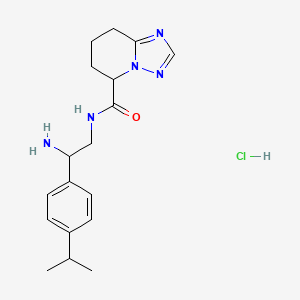 molecular formula C18H26ClN5O B2810373 N-[2-氨基-2-(4-异丙基苯基)乙基]-5,6,7,8-四氢-[1,2,4]三唑并[1,5-a]吡啶-5-甲酰胺;盐酸盐 CAS No. 2418708-60-6