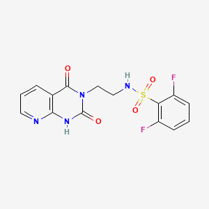 molecular formula C15H12F2N4O4S B2810375 N-(2-(2,4-二氧代-1,2-二氢嘧啶并[2,3-d]嘧啶-3(4H)-基)乙基)-2,6-二氟苯磺酰胺 CAS No. 2034373-78-7