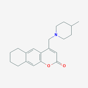 molecular formula C20H25NO2 B2810378 4-((4-methylpiperidin-1-yl)methyl)-6,7,8,9-tetrahydro-2H-benzo[g]chromen-2-one CAS No. 896075-62-0