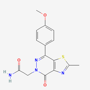 molecular formula C15H14N4O3S B2810382 2-(7-(4-甲氧基苯基)-2-甲基-4-氧代噻唑并[4,5-d]吡啶-5(4H)-基)乙酰胺 CAS No. 941986-78-3