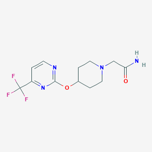 molecular formula C12H15F3N4O2 B2810383 2-[4-[4-(Trifluoromethyl)pyrimidin-2-yl]oxypiperidin-1-yl]acetamide CAS No. 2415582-87-3