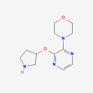 molecular formula C12H18N4O2 B2810397 3-morpholino-2-pyrazinyl tetrahydro-1H-pyrrol-3-yl ether CAS No. 1798527-87-3