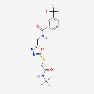 N-[[5-[2-(tert-butylamino)-2-oxoethyl]sulfanyl-1,3,4-oxadiazol-2-yl]methyl]-3-(trifluoromethyl)benzamide